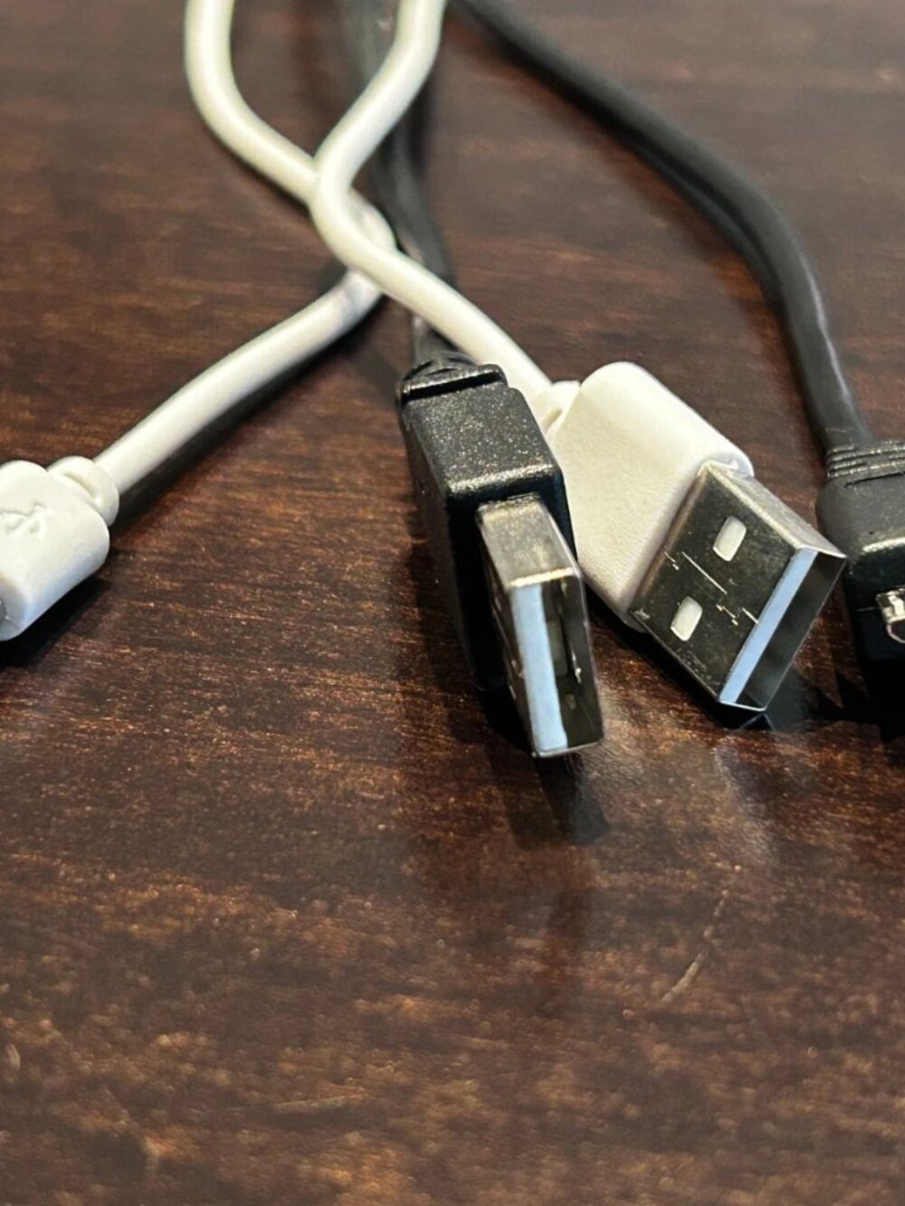 Lot of 2 USB-A to Micro-USB Charging & Data Cables (1 Black, 1 White - ~3ft)